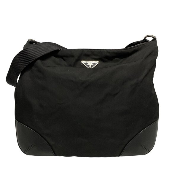 Auth PRADA - Black Nylon Leather Shoulder Bag - Picture 2 of 11